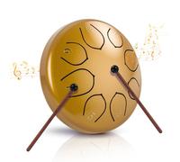 Tambor de Lengua de Acero, 6 Pulgadas y 8 Tonos C Key Steel Tongue Drum Colocar, Instrumento de Percusión Handpan, Tambor de Acero Handpan para Meditación, Yoga, Alivia el Estrés, Oro