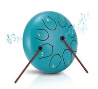 Tambor de Lengua de Acero, 6 Pulgadas y 8 Tonos C Key Steel Tongue Drum Colocar, Instrumento de Percusión Handpan, Tambor de Acero Handpan para Meditación, Yoga, Alivia el Estrés, Azul