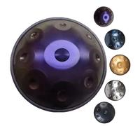 Tambor de Lengua de acero 9 notas 432 Hz/440 Hz D escala menor Handpan Drum Instrumento de percusión con bolsa de transporte, mazos, Soporte para handpan y paño antipolvo(Purple,432Hz)