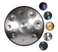 Tambor de Lengua de acero 9 notas 432 Hz/440 Hz D escala menor Handpan Drum Instrumento de percusión con bolsa de transporte, mazos, Soporte para handpan y paño antipolvo(Silver,432Hz)