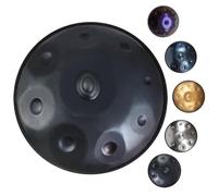 Tambor de Lengua de acero 9 notas 432 Hz/440 Hz D escala menor Handpan Drum Instrumento de percusión con bolsa de transporte, mazos, Soporte para handpan y paño antipolvo(Negro,440Hz)