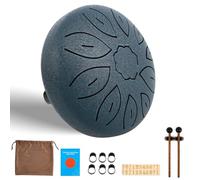 Tambor de lengua de acero C dur de 6 pulgadas, 11 tonos, tambor de lluvia para jardín con tutorial Rain Drum Outdoor con baquetas Chakra Tambor esencial de acero Tongue Tambor de mano para meditación