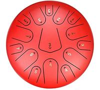 Tambor de lengua de acero de 12 pulgadas, 15 notas, instrumento de percusión con tecla C con bolsa de viaje y baquetas, cunas, libro tutorial, tambor manual para práctica de meditación, rojo