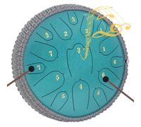 Tambor de lengua de acero de 12 pulgadas, 15 notas, instrumentos musicales, instrumento de percusión con bolsa suave, libro de música y 2 mazos para meditación (verde)