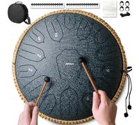 Tambor de lengua de acero de 12 pulgadas, 15 notas, tambor de mano de acero, percusión para meditación, yoga, educación musical