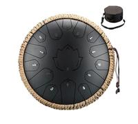 Tambor de lengua de acero de 15 notas de 13 pulgadas, tono C, bandeja de mano de glucófono, tambor de música etéreo para yoga (negro)