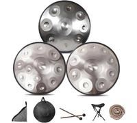 Tambor De Lengua De Acero De 432 Hz/440 Hz, Instrumento Handpan De 9/10/12 Notas, Tambor Hand Pan Para Adultos, Instrumento De Percusión Handpan De Acero De 22 Pulgadas(SILVER-10 NOTES,432Hz)