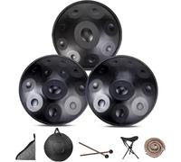 Tambor De Lengua De Acero De 432 Hz/440 Hz, Instrumento Handpan De 9/10/12 Notas, Tambor Hand Pan Para Adultos, Instrumento De Percusión Handpan De Acero De 22 Pulgadas(BLACK-9 NOTES,440Hz)
