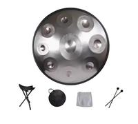 Tambor De Lengua De Acero De 440 Hz, Harmonic Handpan Drum, Tambor Handpan En Re Menor De 9 Notas, Instrumento De Percusión De 22 Pulgadas Con Trípode, for Meditación, Yoga(Silver)