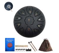Tambor De Lengua De Acero De 6 Pulgadas, 11 Notas, Tono G, Instrumentos Musicales, Percusión De Tambor, Timbre De Lluvia Impermeable Con Bolsa Suave, Libro De Música, 2 Mazos(Negro)