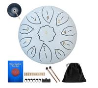 Tambor De Lengua De Acero De 6 Pulgadas, 11 Notas, Tono G, Instrumentos Musicales, Percusión De Tambor, Timbre De Lluvia Impermeable Con Bolsa Suave, Libro De Música, 2 Mazos(Blanco)