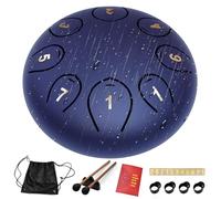 Tambor de lengua de acero de 6 pulgadas, 8 notas, tambores de lluvia para exterior C mayor, instrumento colgante, sartén de mano etéreo para meditación, yoga, educación musical, azul profundo