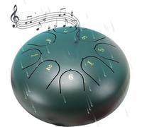 Tambor de lengua de acero de 6 pulgadas, 8 tonos, kit de batería de acero de percusión con tecla C, for principiantes, viene con bolsa, mazos y púas de tambor de mano, for meditación, yoga(Green)