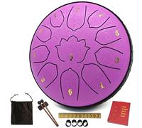 Tambor de lengua de acero de 6 pulgadas con 11 notas, tambor de lluvia para uso en exteriores, incluye bolsa suave, libro de música y mazos, instrumento de percusión ideal para meditación, yoga y