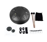 Tambor de lengua de acero de 6 pulgadas y 8 notas |Sonido resonante claro para atención plena/musicoterapia/relajación |Instrumento de percusión portátil con mazos y bolsa. (Negra)