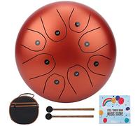 Tambor de lengua de acero de acero de 8 pulgadas C Key Ethereal sánscrito Handpan con tono libre de preocupación Construcción de aleación de acero premium con superficie de (Naranja)