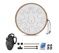 Tambor De Lengua De Acero En Do Mayor, Steel Hand Drums, Harmonic Handpan Drum, 14 Pulgadas 15 Notas Instrumento De Percusión De Acero Para Adultos, Percusión De Tambor Handpan Con Mazo(C)