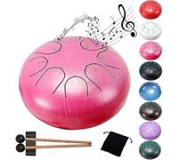 Tambor de lengua de acero, lenguas de acero de 6 pulgadas, 8 tonos, tambor de lengua, instrumento de percusión, handpan con mazos, meditación, yoga, sanación con sonido(Pink)