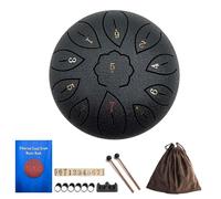 Tambor de Lengua de Acero para Educación Musical, Conciertos, Sanación Mental, Yog, de 6 Pulgadas y 11 Notas, Instrumento de Percusión Musical, Hand Pan Drum con Libro de Música-black