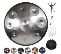 Tambor de Lengua de Acero, Steel Tambu 22 Pulgadas 10 Tonos Handpan Tongue Drum para Meditación, Yoga y Música al Aire Libre, con Función de Tambor de Lluvia(Silver,432HZ/22inch/12Note)