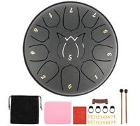 Tambor de lengua de acero, tambor de lengua de 11 notas de 6 pulgadas, tambor de mano con baquetas, bolsa de almacenamiento, mangas de dedos, calcomanías fonéticas, paño de limpieza, manual de música