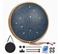 Tambor de lengua de acero, tambor de lengua de 15 notas de 13 pulgadas, instrumento musical para adultos y niños, tambor de acero con libro de música, instrumentos de batería de acero con mazo y bolsa