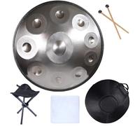 Tambor de Lengua de Acero, Tambor De Mano Armónico de 9/10 Notas, Tambor de Mano, Regalo Para Niños Adultos, Instrumento Curativo con Bolsa de Mano Suave, 2 Mazos de Mano, Soporte de Mano