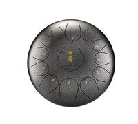 Tambor de lengua de de 12 pulgadas y 13 tonos, Mini tambor de mano y baquetas, instrumento de percusión, práctica de Yoga (Color : Black)