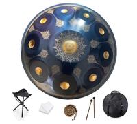 Tambor De Lengua Handpan - Steel Hand Drums, Tambor De Mano De Armonía, Instrumento Handpan De 22 Pulgadas Tambor De Tanque Mandala Instrumento De Percusión De Acero Con Bolsa De Viaje 440 Hz(Blue,12N