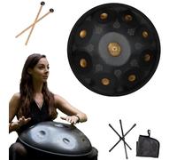 Tambor De Lengua Handpan - Steel Hand Drums, Tambor De Mano De Armonía, Instrumento Handpan De 22 Pulgadas Tambor De Tanque Mandala Instrumento De Percusión De Acero Con Bolsa De Viaje 440 Hz(Black,9N