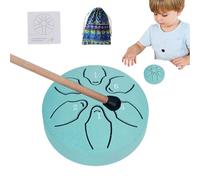 Tambor de lengua, tambor de acero para niños,Tambor de meditación A-Key Tank Drum Sonido etéreo 6 notas 3 pulgadas | Instrumento de percusión Handpan con mazos, libro de música para yoga, conciertos,