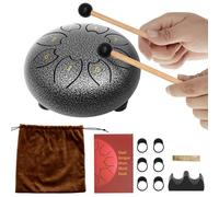 Tambor de lengua, tambor de lluvia de acero para exterior, jardín, 15,5 × 7,5 × 15,5 cm, 8 notas con libro de música, 2 tambores para meditar, yoga, principiantes, tambor musical, familias/amigos