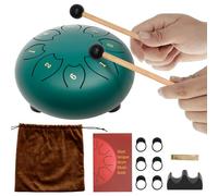 Tambor de lengua, tambor de lluvia de acero para exterior, jardín, 15,5 × 7,5 × 15,5 cm, 8 notas con libro de música, 2 tambores para meditar, yoga, principiantes, tambor musical, familias/amigos