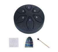 Tambor de lengua, tambor de meditación A-Key Tambor de tanque de sonido etéreo de 6 notas 3 pulgadas - Mazo y libro de música incluidos, instrumento de percusión de tambor de mano para amantes de la