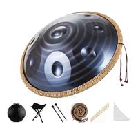 Tambor de Lengüeta de Acero 22in, Tambores Hand Pan 9/10/12 Notas, Instrumento de Percusión Que Genera Meditación, con Bolsa para Tambor + Baquetas + Soporte para Baquetas + Trenzado a Mano-A||9 Notes