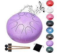 Tambor de lengüeta de acero - 8 notas 6 pulgadas - Instrumento de percusión - Tambor handpan con funda, libro de música, mazos, púas for dedos(Purple)