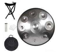 Tambor de Lengüeta de Acero 9 Notas, Tambor de Mano 18/22 In, Instrumento de Percusión, Clásico en Sol Menor, Ideal para la Meditación, Educación Musical, el Entretenimiento y Yoga-Silver||18in