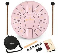 Tambor de Lengüeta de Acero Apto para Infantil,adulto, 8 Pulgadas 11 notas, Handpan drum C Instrumento de percusión for meditación relajación de yoga con Mazos y Bolsa de Transporte Rosa