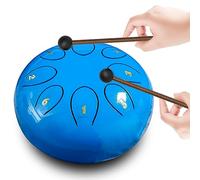 Tambor de lengüeta de acero de 10 pulgadas, 11 notas, negro con bolsa de viaje y mazos, tambor de tanque de chakra, instrumento de percusión para colgar tambor, (azul claro)