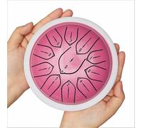 Tambor de lengüeta de acero de 15 cm y 11 notas, instrumento de percusión artesanal estilo handpan con baquetas y funda, ideal for meditación curativa, musicoterapia, yoga, niños(Pink)