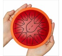 Tambor de lengüeta de acero de 15 cm y 11 notas, instrumento de percusión artesanal estilo handpan con baquetas y funda, ideal for meditación curativa, musicoterapia, yoga, niños(Red)