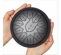Tambor de lengüeta de acero de 15 cm y 11 notas, instrumento de percusión artesanal estilo handpan con baquetas y funda, ideal for meditación curativa, musicoterapia, yoga, niños(Gray)
