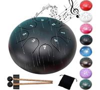 Tambor de lengüeta de acero, instrumento for niños: juego de tambores de tanque de metal musical de 6 pulgadas, 8 notas, clave C for meditación, yoga, educación, percusión con bolsa, libro de música,
