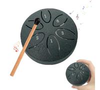 Tambor De Lengüeta De Acero,Tambores de Hendidura de 3 Pulgadas y 6 Tonos,Instrumento de Percusión Handpan,Drum de Lluvia,Percusión Drum de la Lengua con Baquetas para Educación/Concierto(Negro)