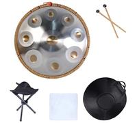 Tambor de Lengüetas de Acero, Tambor de Mano de 9 Notas, Instrumento de Percusión, Instrumento de Sanación Sonora, Genera Meditación, para Educación Musical, Entretenimiento y Yoga-Golden Castle||18in
