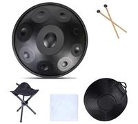 Tambor de Lengüetas de Acero, Tambor de Mano de 9 Notas, Instrumento de Percusión, Instrumento de Sanación Sonora, Genera Meditación, para Educación Musical, Entretenimiento y Yoga-Black||22in