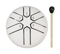 Tambor de lluvia de 3 pulgadas, 6 notas, tambor de lengua de acero, Mini tambor de música, tambor etéreo, tambor de meditación for Yoga, instrumentos de percusión(White)