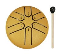 Tambor de lluvia de 3 pulgadas, 6 notas, tambor de lengua de acero, Mini tambor de música, tambor etéreo, tambor de meditación for Yoga, instrumentos de percusión(Gold)
