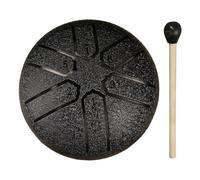 Tambor de lluvia de 3 pulgadas, 6 notas, tambor de lengua de acero, Mini tambor de música, tambor etéreo, tambor de meditación for Yoga, instrumentos de percusión(Black)