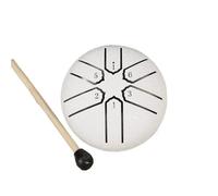 Tambor de lluvia de 3 pulgadas y 6 notas, Mini tambor de mano, decoración de instrumentos for exteriores, Yoga, meditación, tambor de lengua de acero, adorno de carillón de lluvia(White)